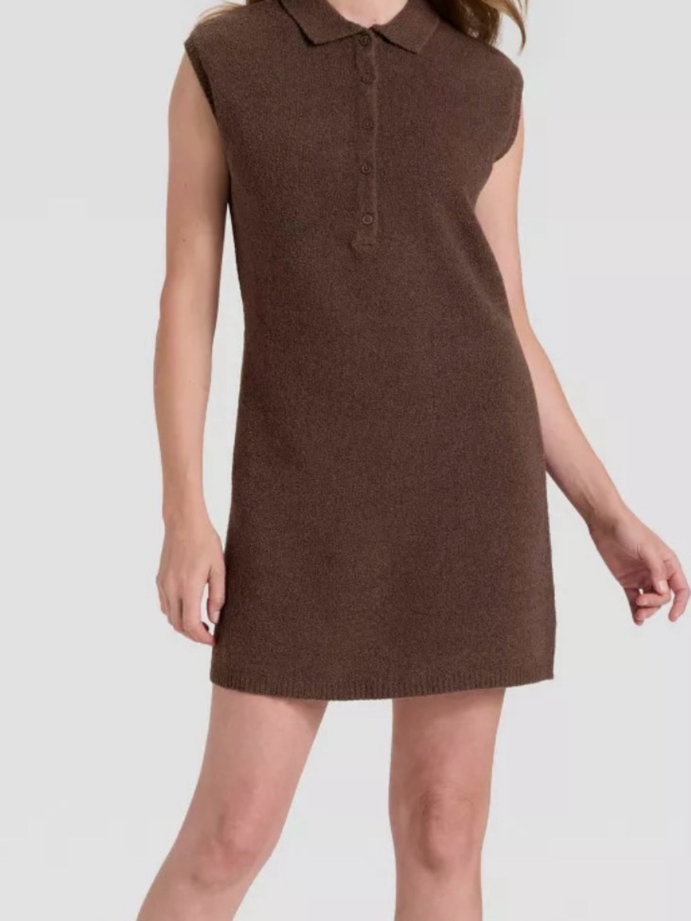NWOT Universal Thread Sleeveless Polo Knit Mini Dress — Chocolate Brown